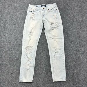 Lucky Brand Sienna Cigarette Distressed Low Rise Jeans Blue Denim